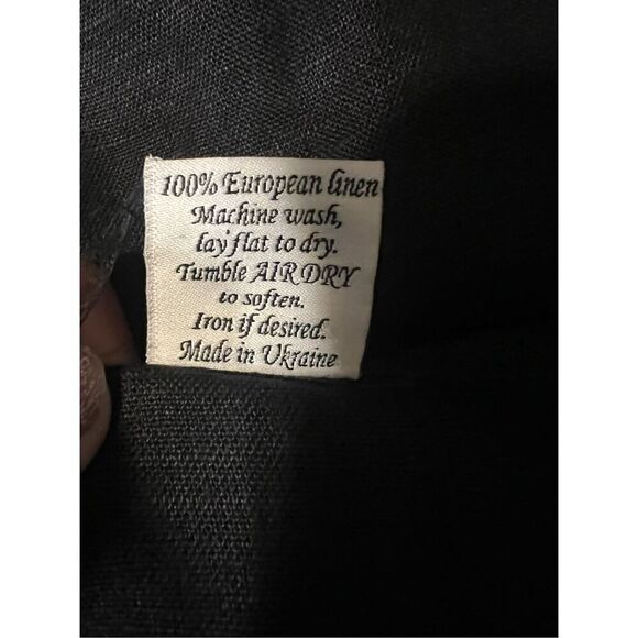 Crown linen designs Lagenlook Black Bella Bell Sleeve Top 100% European linen Tu - Picture 6 of 7